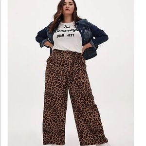 Torrid Leopard Crepe Self Tie Wide Leg Pants